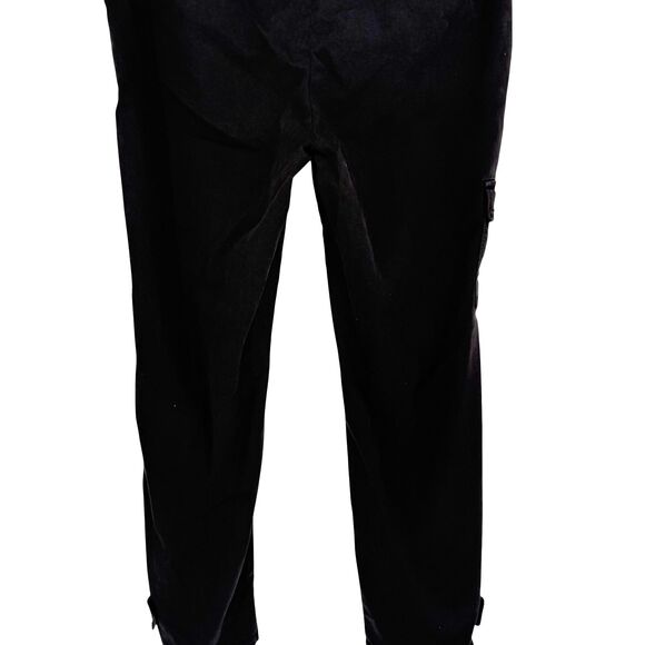 J. Jill Black Cargo Pants Size 12 Cotton Stretch Tapered Snap Ankle Tab 5 Pocket - Picture 12 of 13